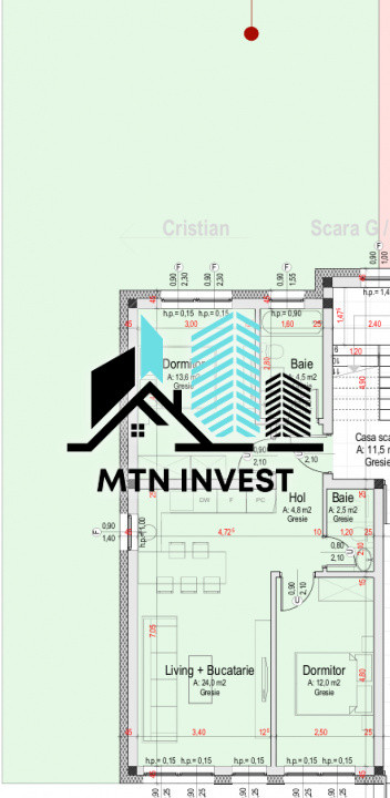 Apartament 3 Camere | 61,4 mp + 110 mp gradina | La Cheie | Cristian Sibiu