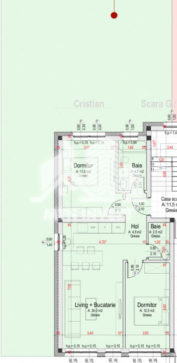 Apartament 3 Camere | 61,4 mp + 110 mp gradina | La Cheie | Cristian Sibiu