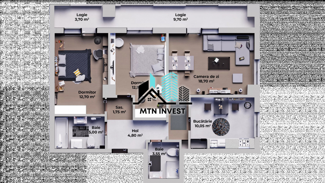 Apartament 3 camere si 2 bai in Sibiu zona Calea Surii Mici